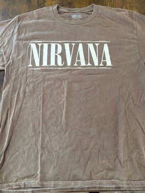 NIRVANA Brown Short Sleeve Tee with White Logo